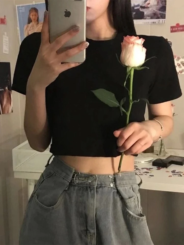 سليم صالح اقتصاص تي شيرت للنساء مثير حصيرة تصميم الساخن S عارضة Faion ort Sve أعلى للسيدات #2