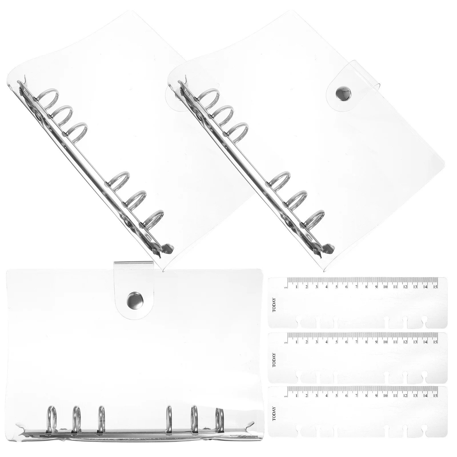 

3Pcs PVC Clear Binder Cover Adjustable 6-Ring Notebook Binder for Document Organizer Folder Office School File Storage