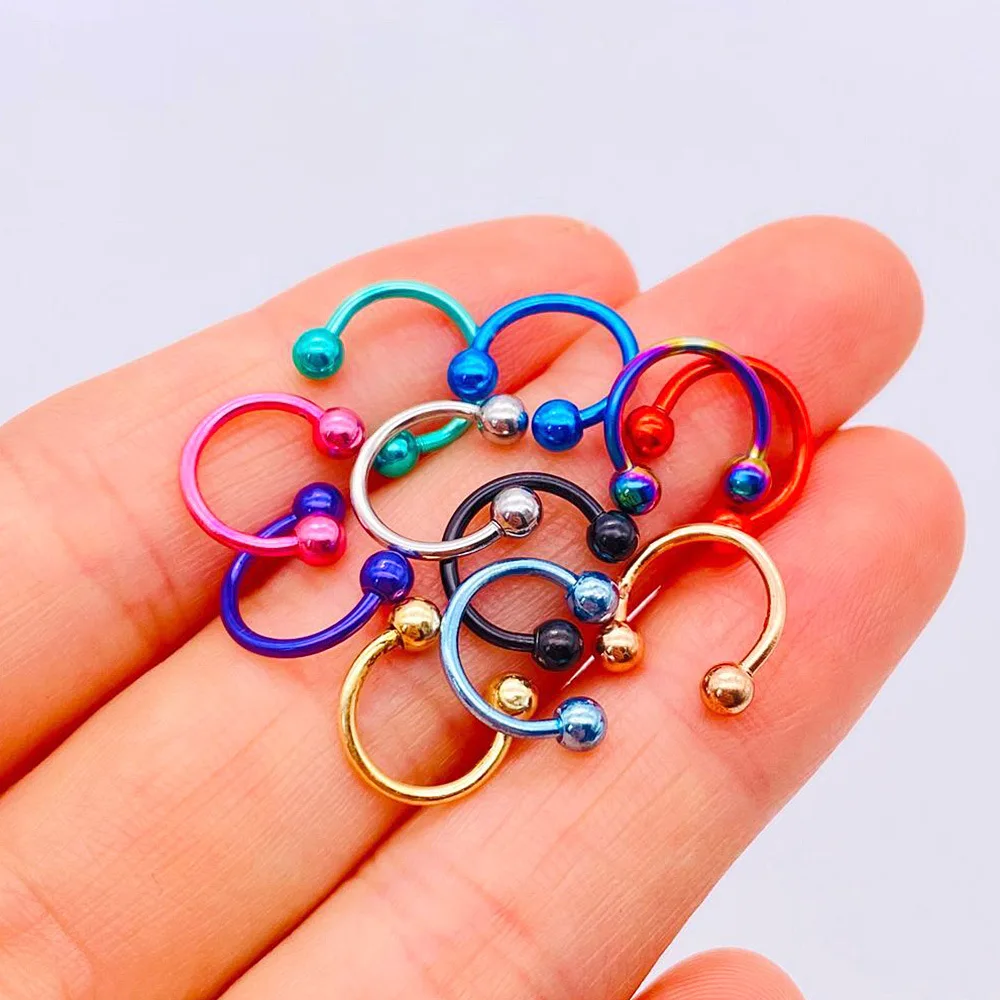 Color Mix 10/16 Piece Set of Piercing Jewelry Stainless Steel Nose Ring Eyebrow Nail  Lip Nail Body Piercing Accessories