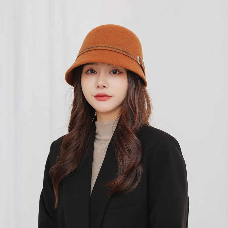 

Vintage Solid Color Fluffy Visor Hat Fashion Women Ladies Autumn Winter Bucket Hat Wide Brim Fisherman Hat Panama Cap Bonnet Cap