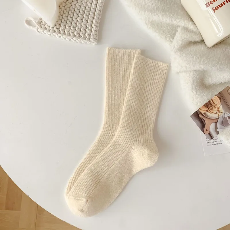 

Women Wool Socks Warm Winter Thick Cashmere Fuzzy Casual Solid Color Comfortable Home Sock Soft Long Thermal High Quality