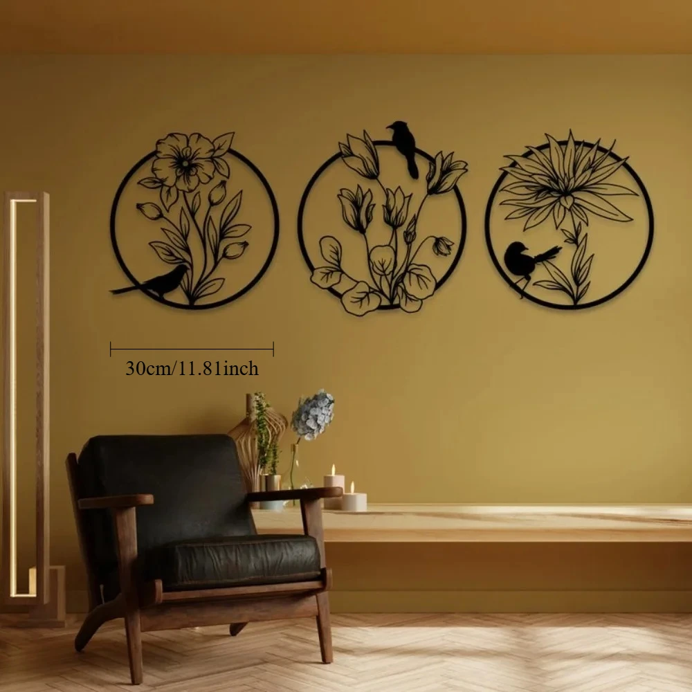 CIFBUY Iron Wall Art Rustproof Metal Poppy Flower Sculpture Waterproof For Living Room Bedroom Home Decor