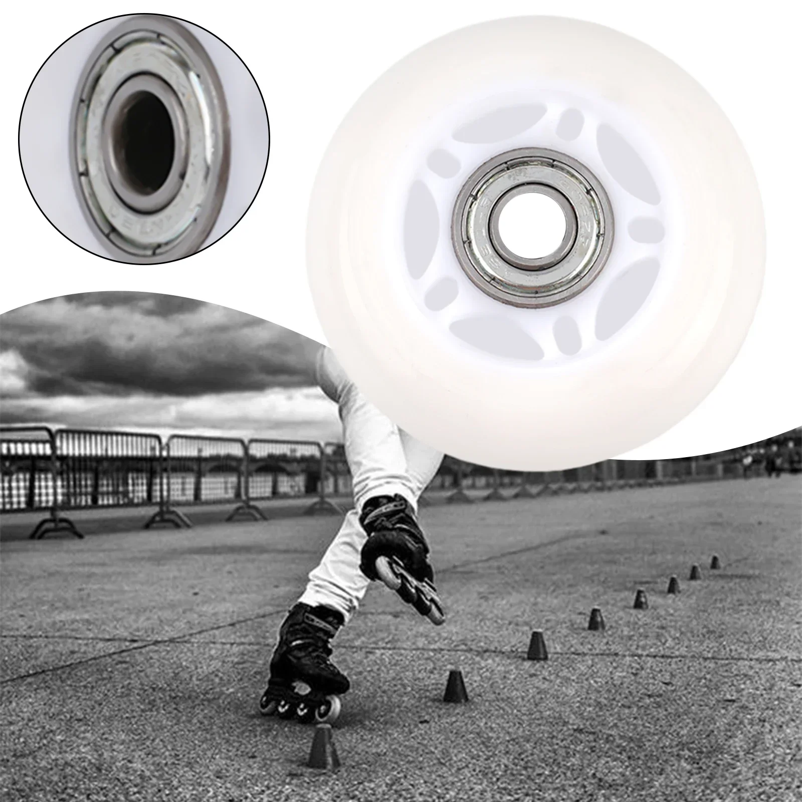 1 PC Outdoor Inline Hockey Skate Wheels High Elasticity Glitter Bearing Roller Skates Luggage 64mm 70mm 72mm