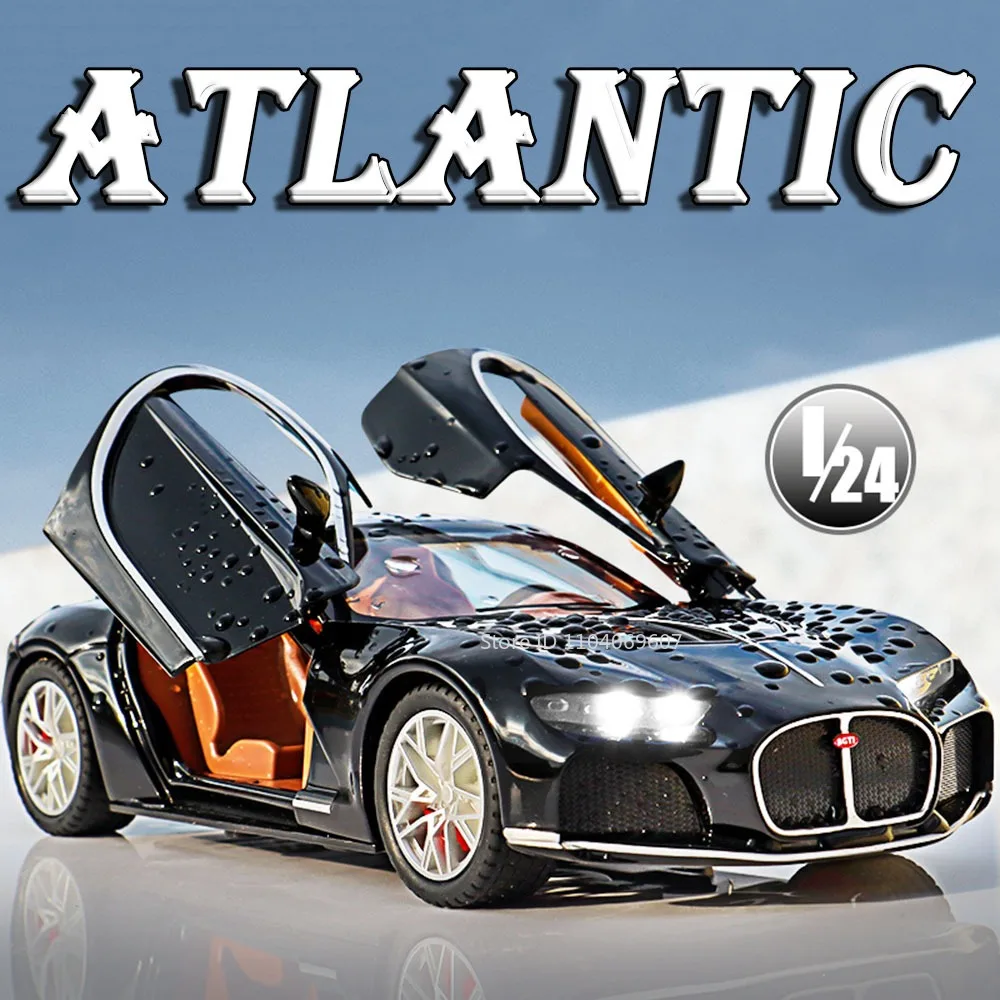 1:24 atlantico bolide modelo supercar brinquedos liga diecast carros esportivos em miniatura som luz portas abertas puxar para trás para meninos presentes