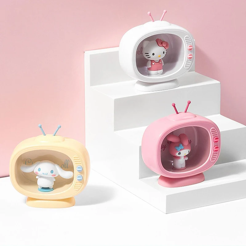 Kawaii Sanrio Anime Figure Cinnamoroll My Melody Hello Kitty Night Light Desktop Tv Model Decorate Ambient Light Christmas Gifts