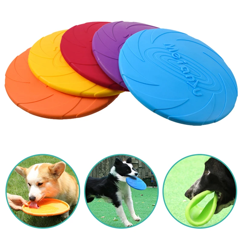 

15/18/22cm Pet Dog Flying Disk Toy Silicone Outdoor Training Toy Interactive Anti-Chew Game Toy Pet Supplies jouet pour chien