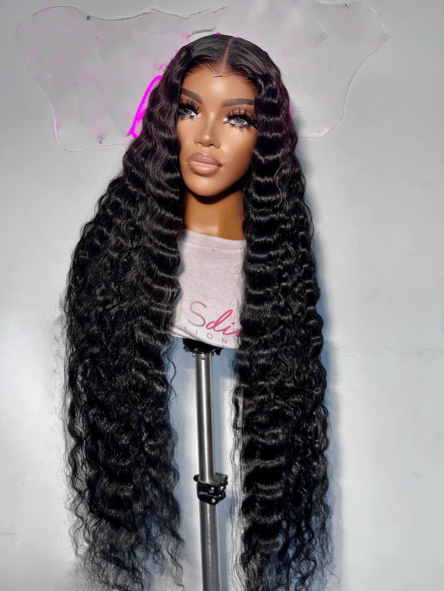 200% 40 بوصة 5x5 موجة عميقة الدانتيل إغلاق الباروكات شعر الإنسان قبل قطعها مع شعر الطفل 13x4 HD الدانتيل الشفاف الباروكات الأمامية مجعد