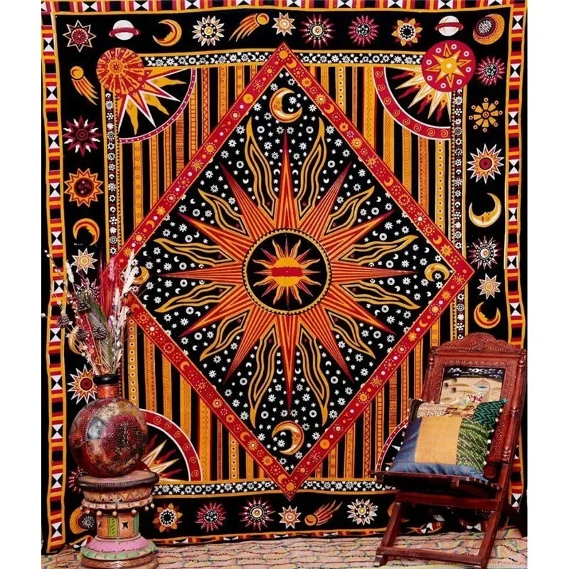 Indian Tarot Divination Mandala Tapestry Hippie Tapestry Bedroom Living Room Backdrop Decor Bohemian Home Decor Aesthetic Tapiz