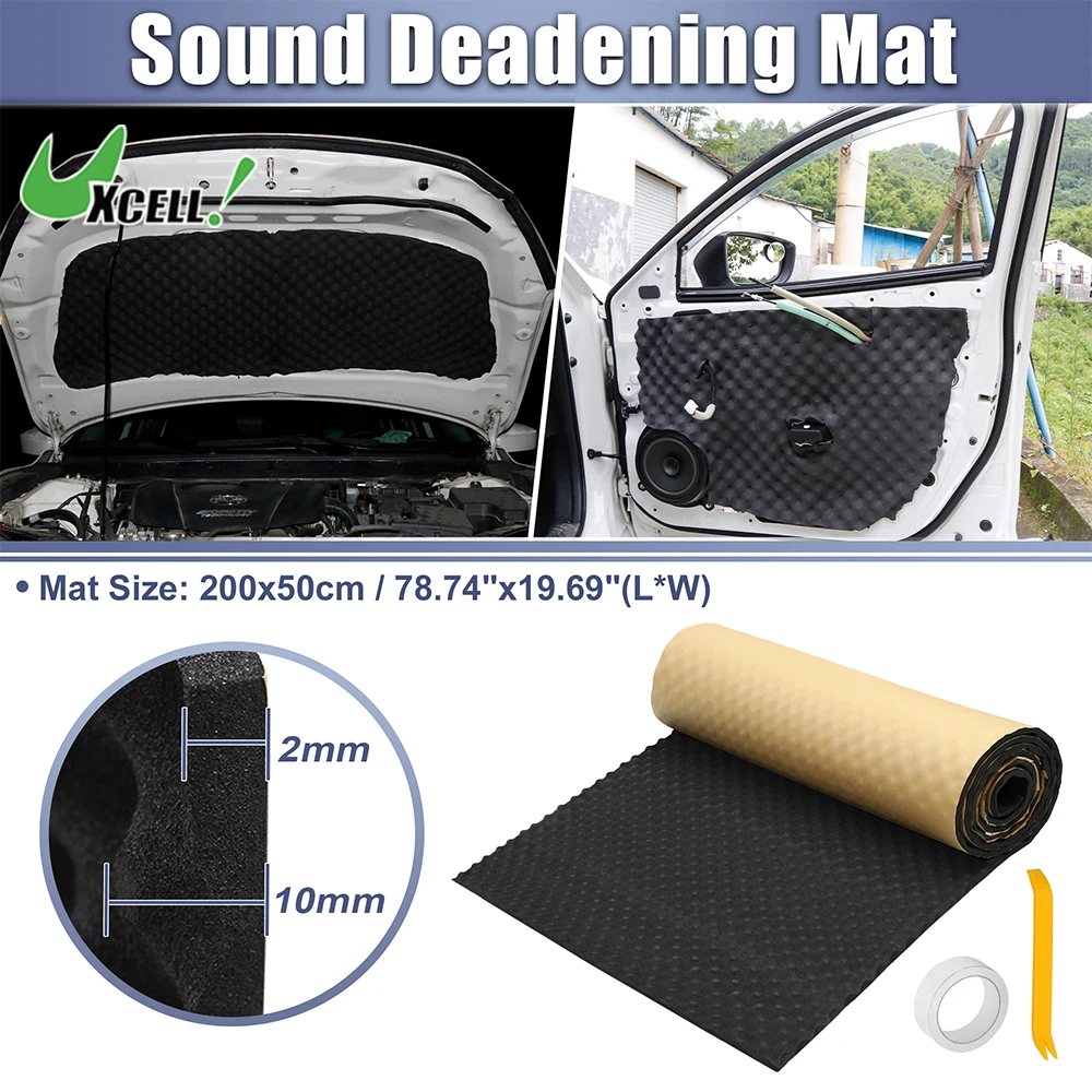 UXCELL  50cmx200cm 10.76sqft Car Sound Absorbing Mats Wave Foam Universal Acoustic foam noise insulation for Car Floor Door