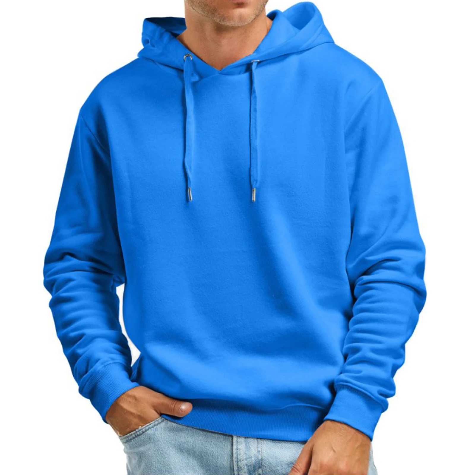 

Men's Simple Solid Color Hoodies Drawstring Long Sleeve Hooded Pullover Sweatshirts Spring Autumn Man Boys Casual Clothes Sports