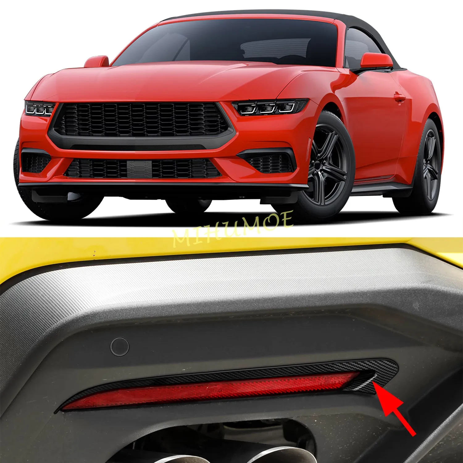

Для Ford Mustang 2024 2025 2026, внешние аксессуары, ABS, углеродное волокно, черная задняя крышка противотуманной фары, накладка на лицевую панель, накладка