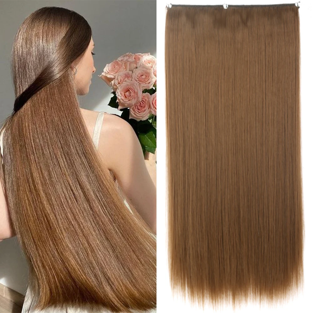 MISSQUEEN Synthetic Long Straight Hair Extensions 22 Inch Heat Resistant Hairpieces Hair extensions for women\'s Hairpieces