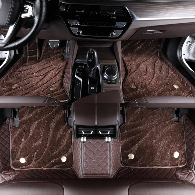 

Premium Custom Full Coverage Anti-Slip Leather +Suede Car Mats Left/Right Steering Wheel Vehicle Floor Liners Water Ripple