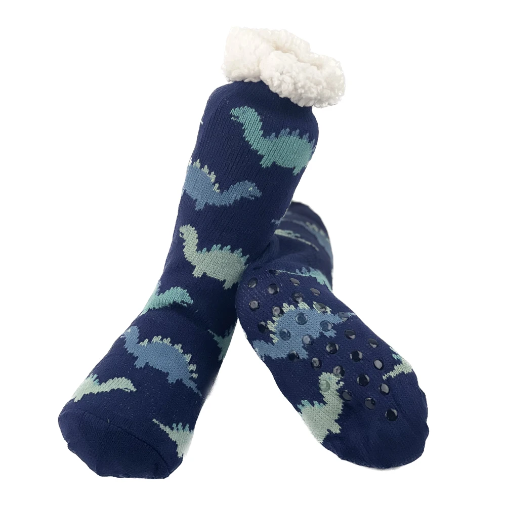 Dinosaur Womens Fuzzy Sock Soft Female Home Indoor Winter Warm Plush Non Slip Grip Children Thermal Slipper Socks Monkey Unicorn