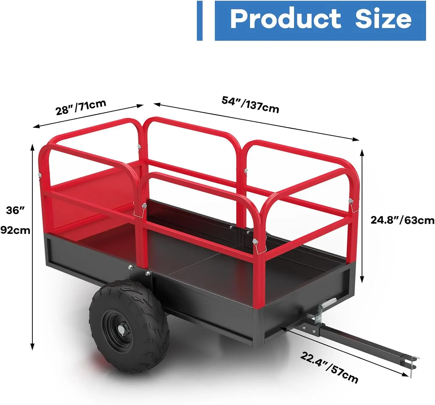 Utility Trailer, Heavy Duty ATV Trailer, 1700lbs Lawn Mower Trailer, Yard Garden Trailer with Removable Sides, ATV Dump Trailers