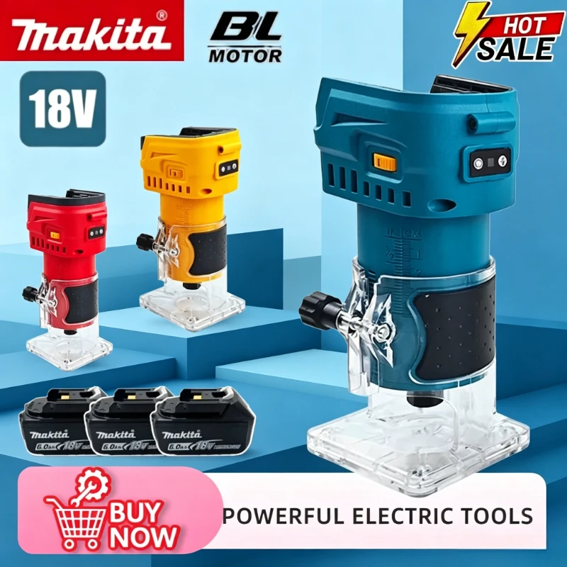 

Makita Brushless Cordless Professional Wood Trimming Machine, Household Electric Rechargeable Woodworking 18V Power Tool