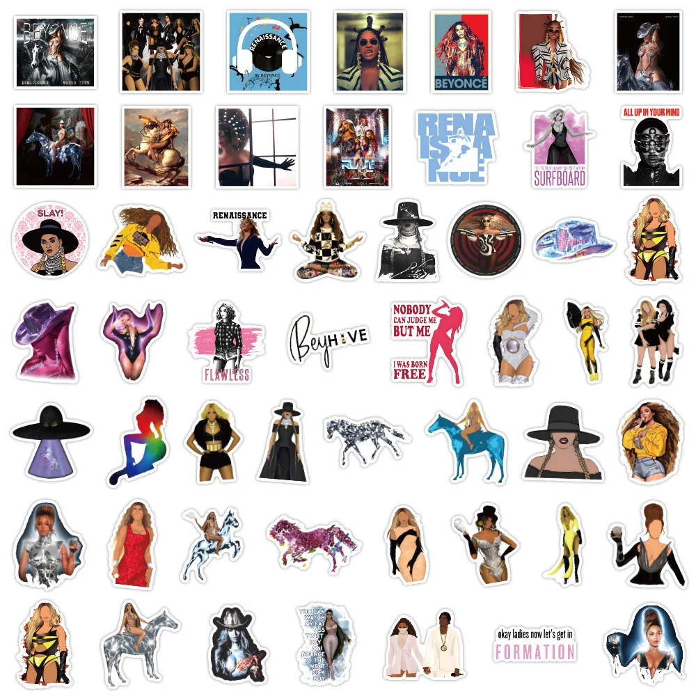 50PCS Beyonce Renaissance Stickers Funny Graffiti Decals DIY Scrapbook Laptop Guitar Car Bike Skateboard Cartoon Stickers Gifts