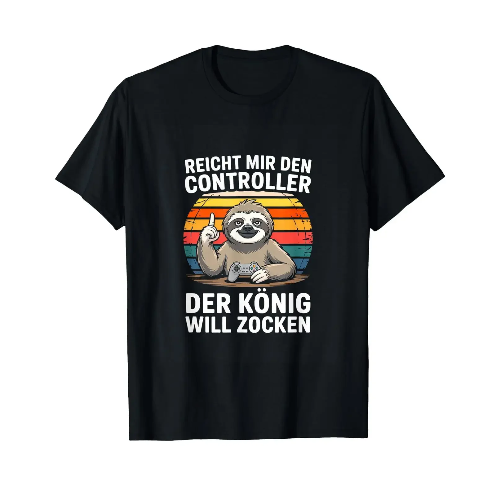 T Shirt with German Text Reicht Mir Den Controller Der König Will Zocken vintage Washed Versatile Soft streetwear Breathable