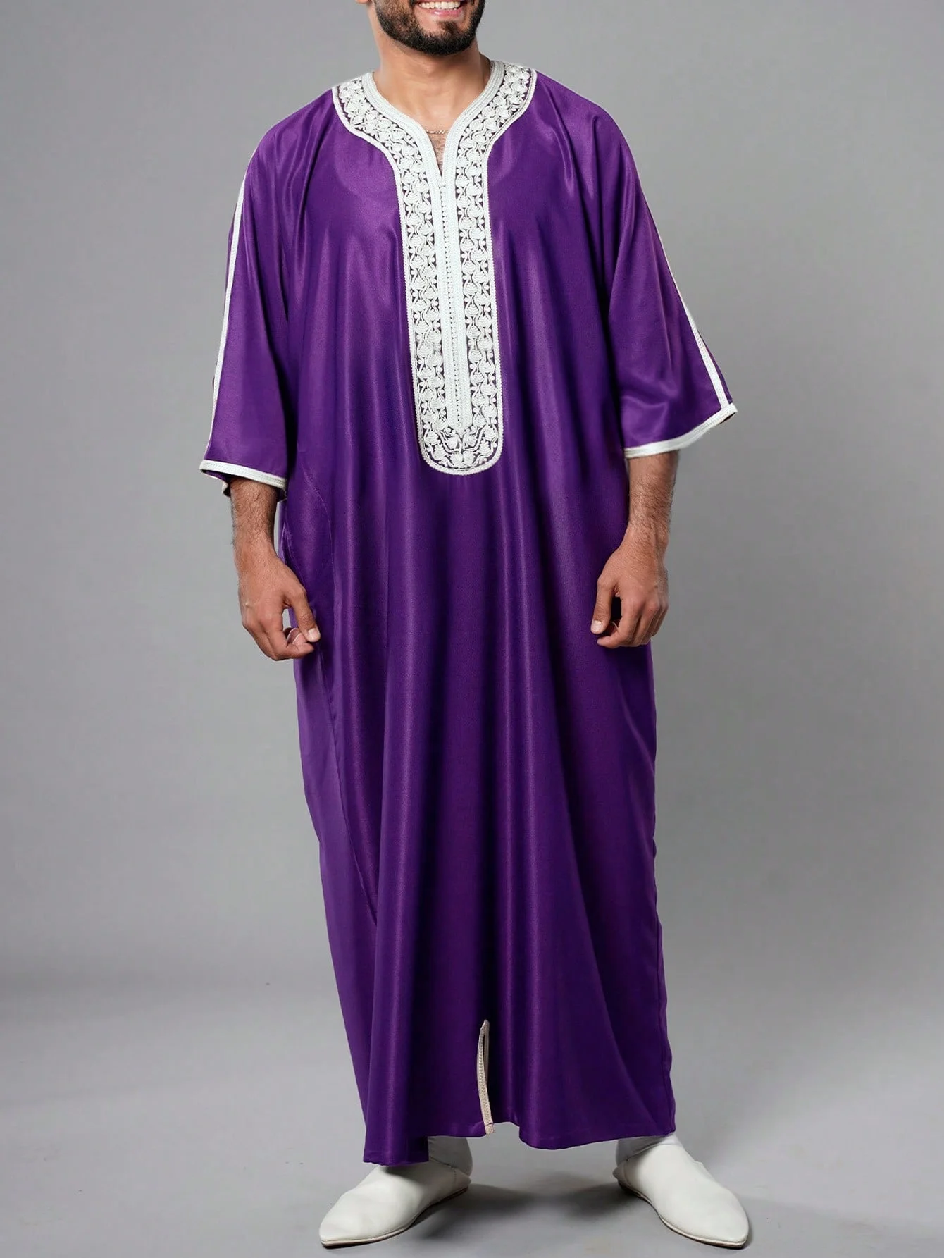 Islam kaftan Muslim men's dress marok kanis cher kaftan embroidered loosely and breathed djellaba abaya thobe