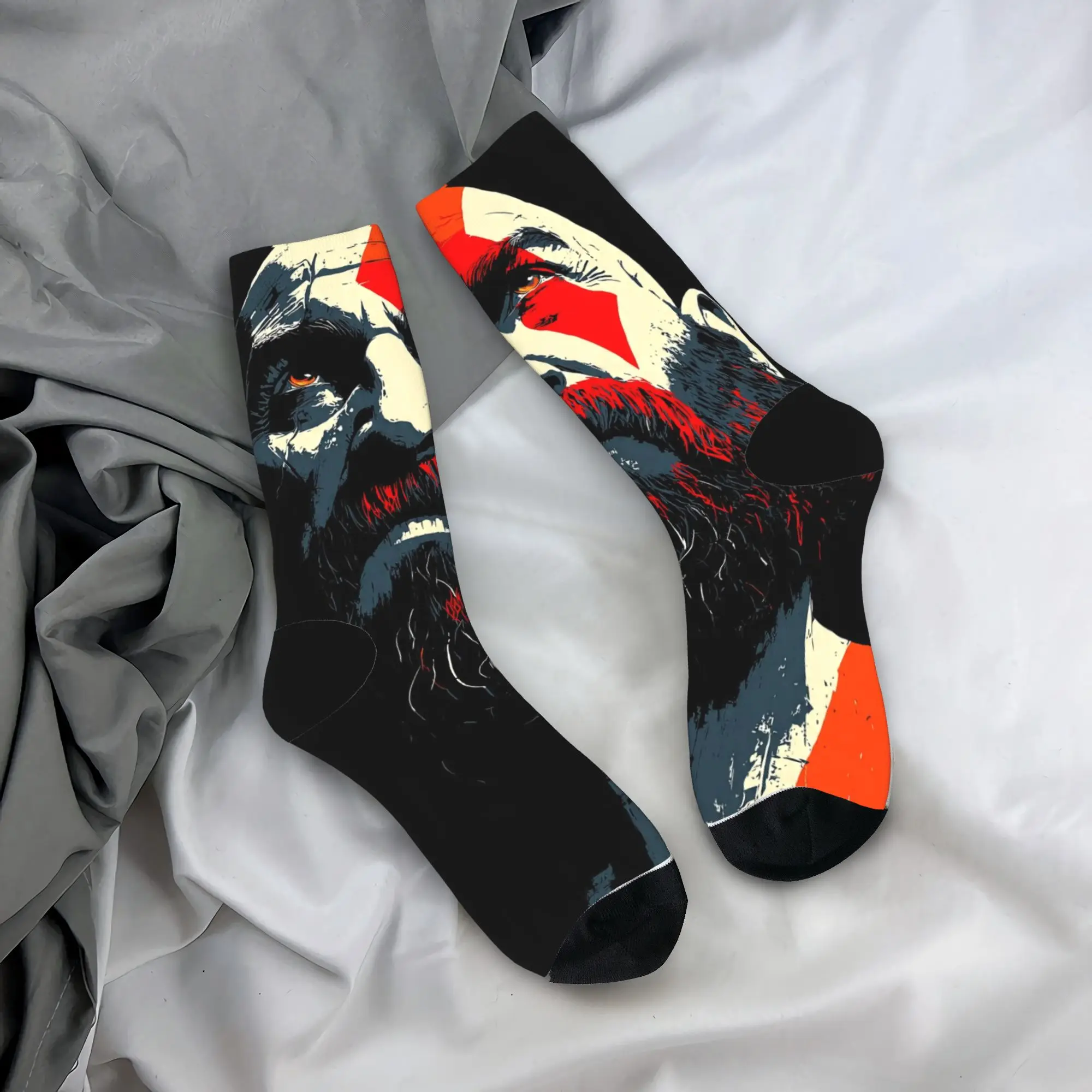 Kratos Socks God  War Games Pattern Stockings Non Slip Men's Socks Quality Winter Korean Outdoor Socks