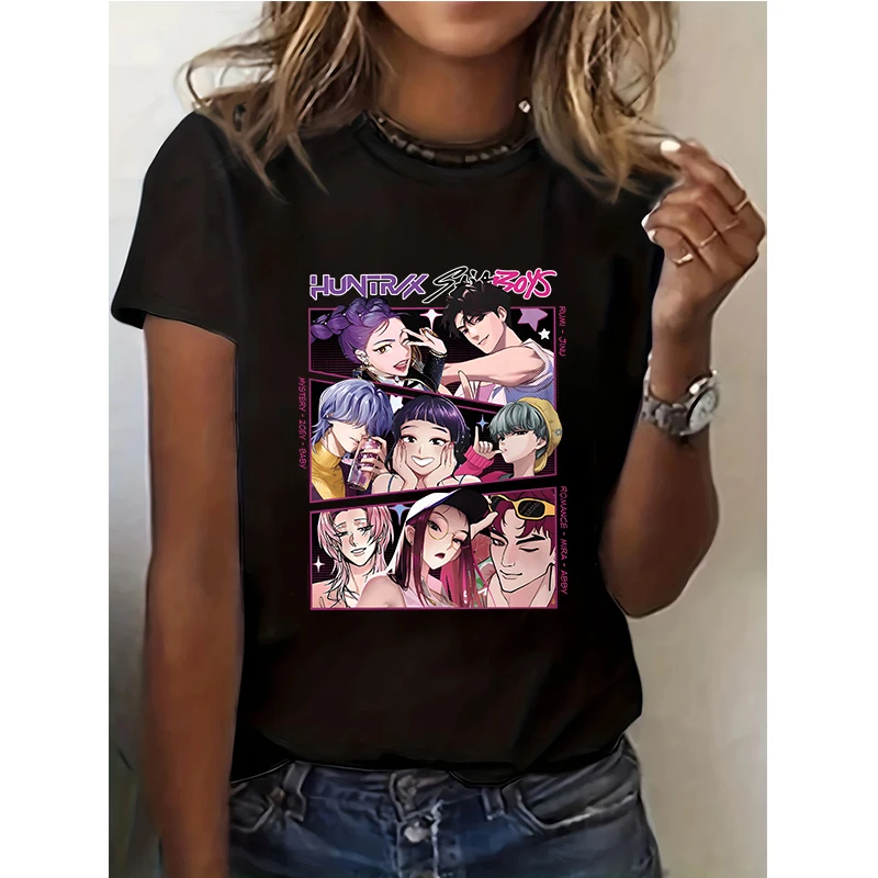 

Kpop Demon Hunters Saja Boys Band Tiger Short Sleeve T-shirt Summer Casual Tee Shirt Women Men Fashion Tshirt Streetwear Clothes