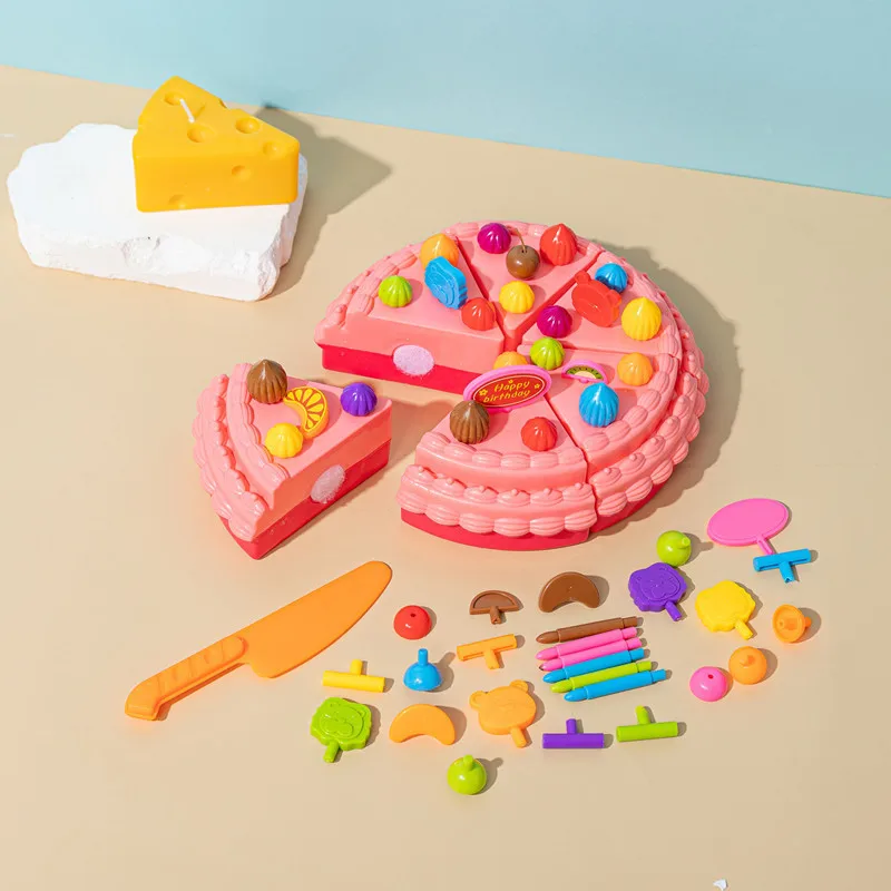 Creative Birthday Party Delicious Cream Fruit Cake Model Children Play House Toy Fun Cake Cutting Boy Girls Interactive Game Toy