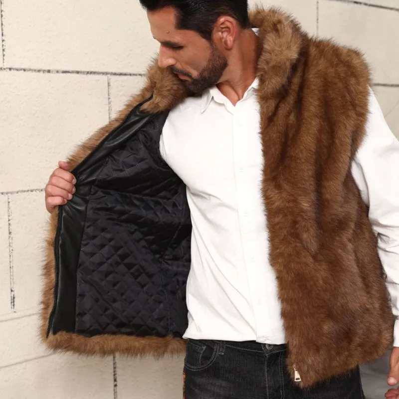 Keep Warm Stand Collar Short Faux Fur Loose Waistcoat Furry Vest Jackets 2025 Autumn Winter Womens Faux Fox Fur Leopard Vest Top