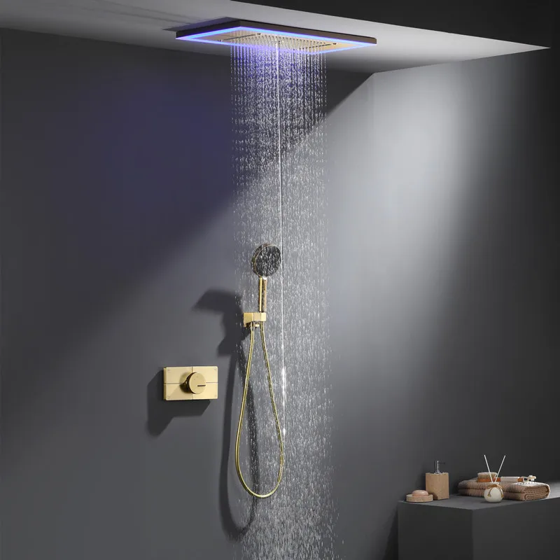 Big Top Four Function Modern Smart Shower Panel High Quality Stainless Steel Showerhead Led Pressure Regulator Rain Bathroom