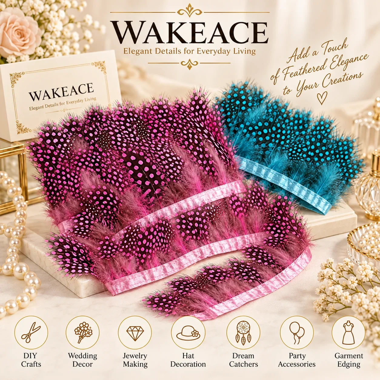 Artificial feather pearl craft feather decorations, DIY wedding decoration jewelry making hats, dream chasing party accessories