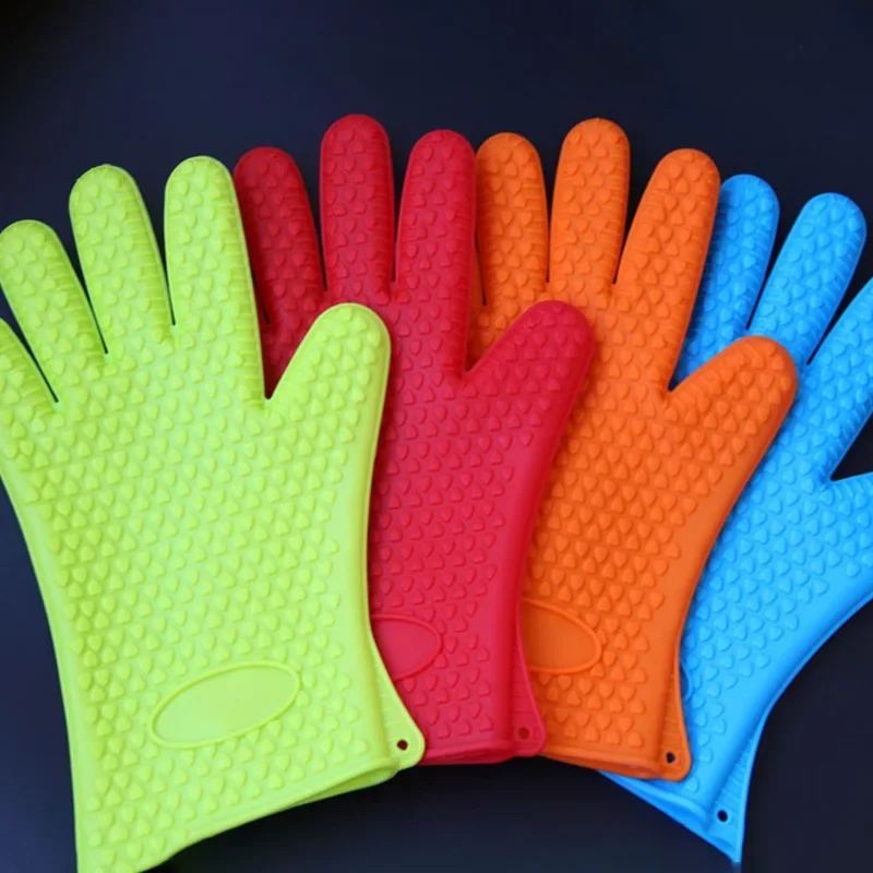 1 Hand Bake Silicone Gloves Microwave Oven Baking Gloves Kitchen Anti-scald Anti-slip Silicone Holder Mitt Kitchen BBQ Oven Pot