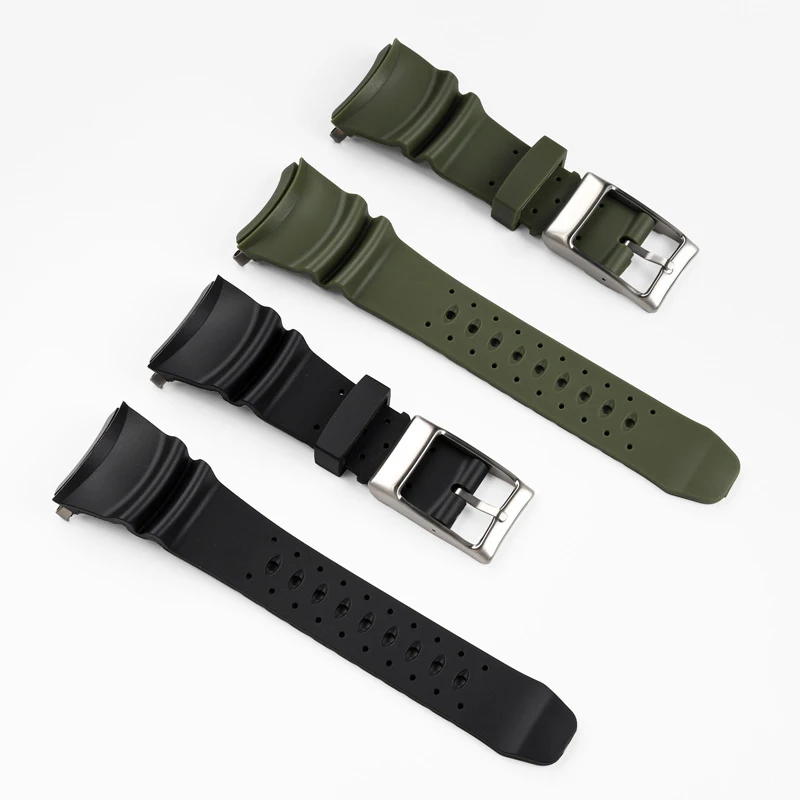 Silicone rubber watch strap Arc interface waterproof black army green men's watchband gift tool For Citizen PROMASTER BJ8050-08E