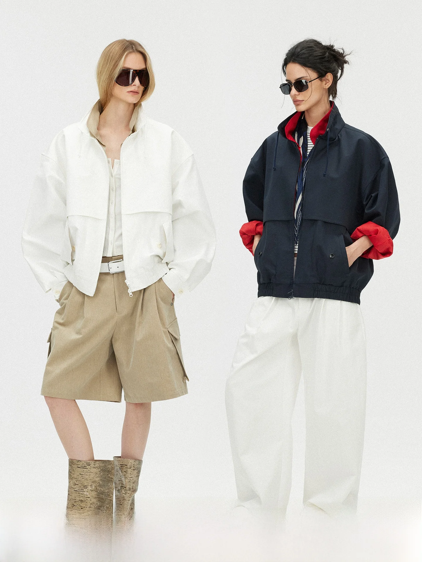 

Casual Oversized Stand Collar Color Blo Double Lapel Cotton Blend Outerwear Women's Original Design Spring Season Zipper