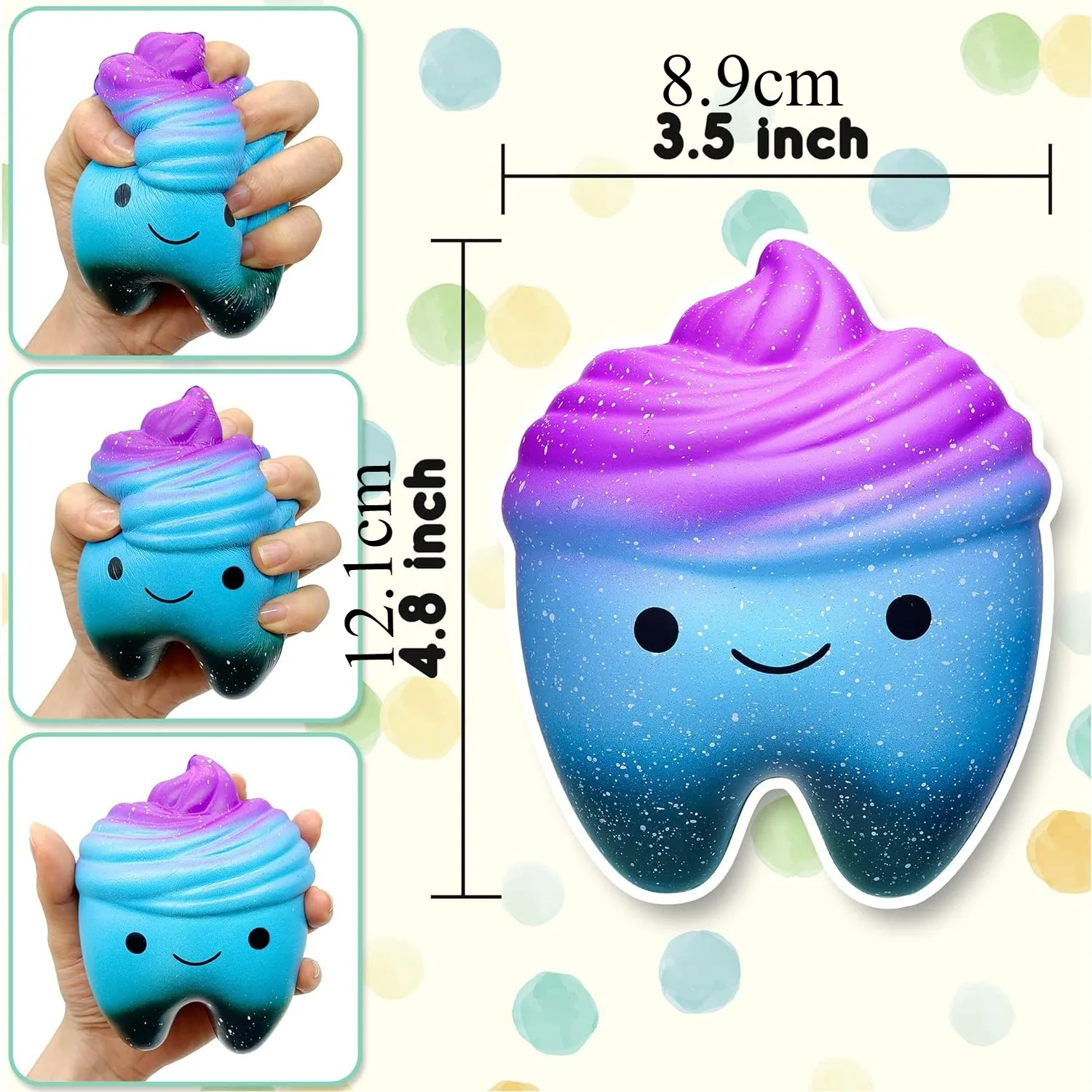 Slow Rising Squishy Toys Galaxy Starry Packs Scented Squishy Squeeze Toy Stress Reliever Gift (Tooth + Panda + Unicorn + Deer)