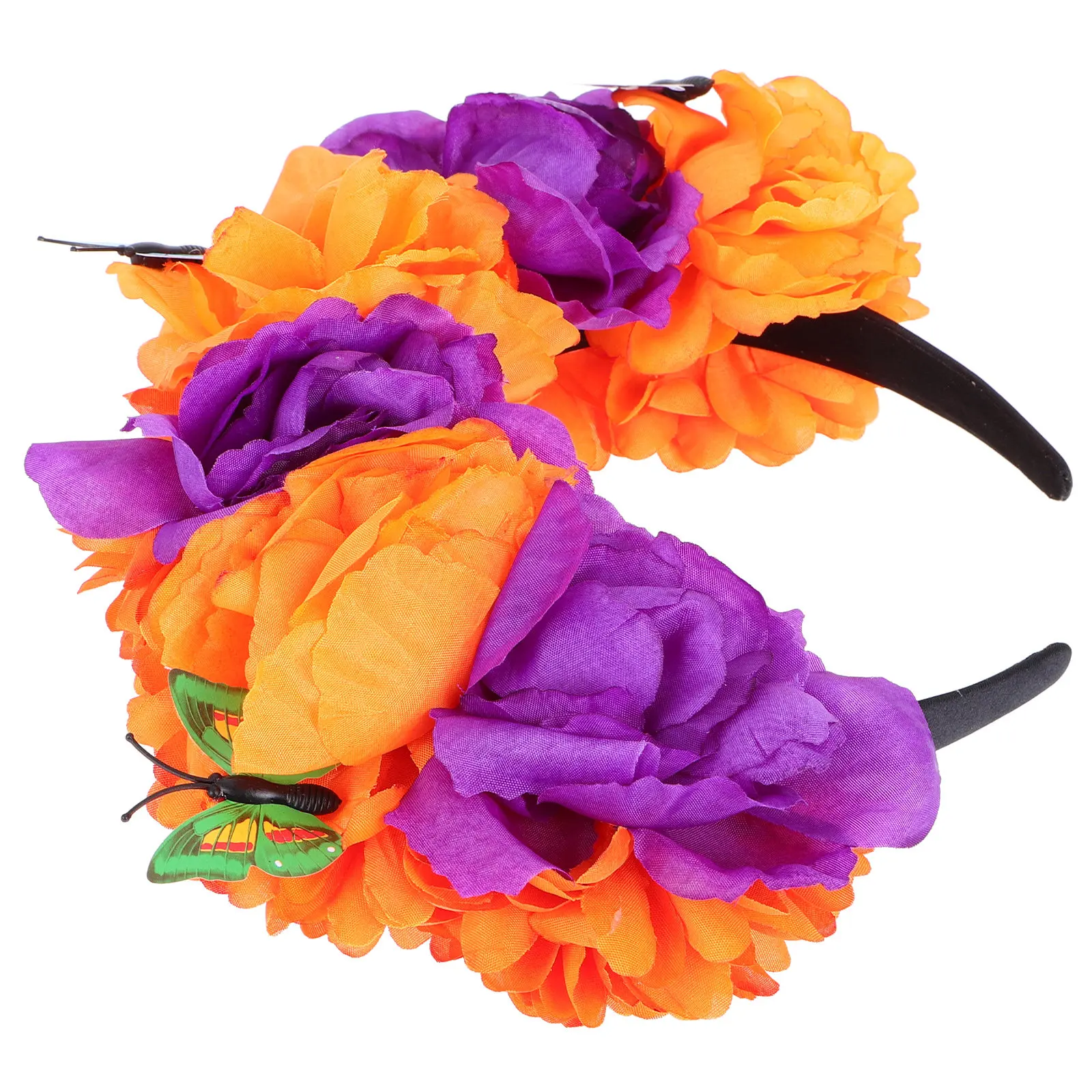 

Цветочная повязка на голову в мексиканском стиле, цветочная корона, головной убор для Дня мертвых, свадебного бала, маскарада, повязка для волос с розами для женщин