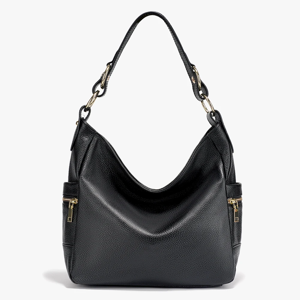 

Zency Elegant 100% Genuine Leather Women Hobo Handbag Shoulder Bag Large Capacity Lady Zipper Red Purse Crossbody Bags Designer