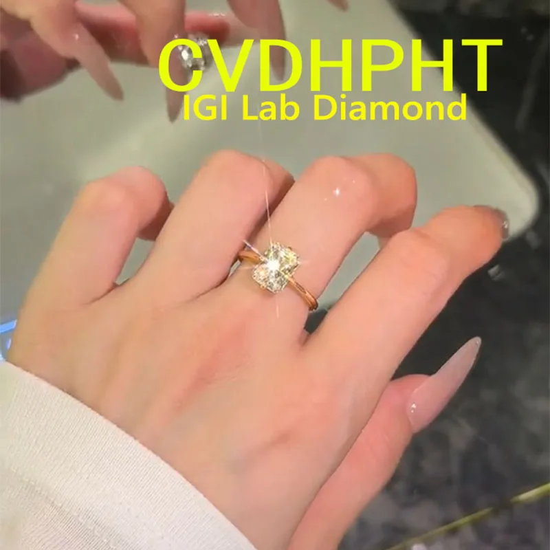 

Твердое желтое золото 14 карат, кольцо с бриллиантом, выращенное в лаборатории, IGI, сияющая огранка 1, 2, 3 D VS1, свадебное обручальное кольцо, подарок в порядке