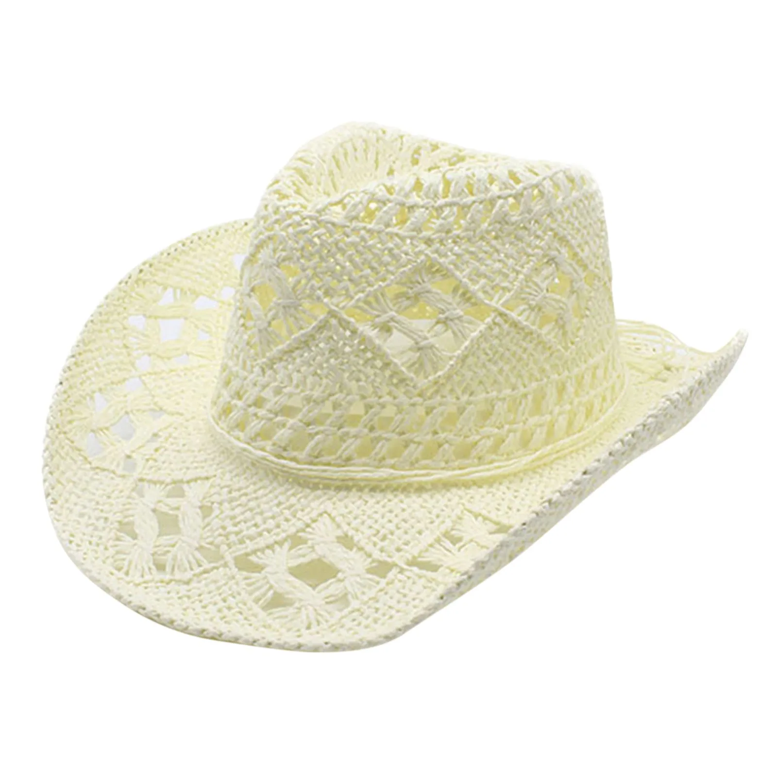 Summer Outdoor Men Women Hand-woven Western Cowboy Paper Straw Hats Wide Brim Breathable Beach Jazz Cap Sun Protection Hat