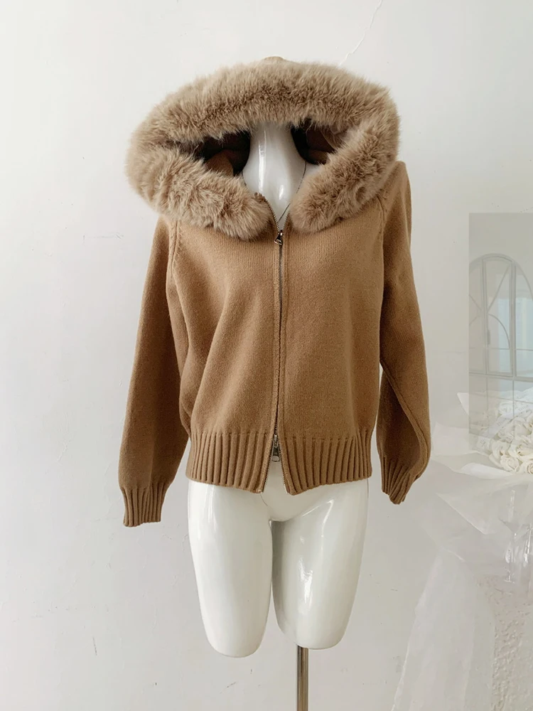 Winter Women Old Money Shoujo Girl Long Sleeve Full Zip Cardigan Sweater Cuddly Hoodies Knitwear 2000s Aesthetic Korean Fashion