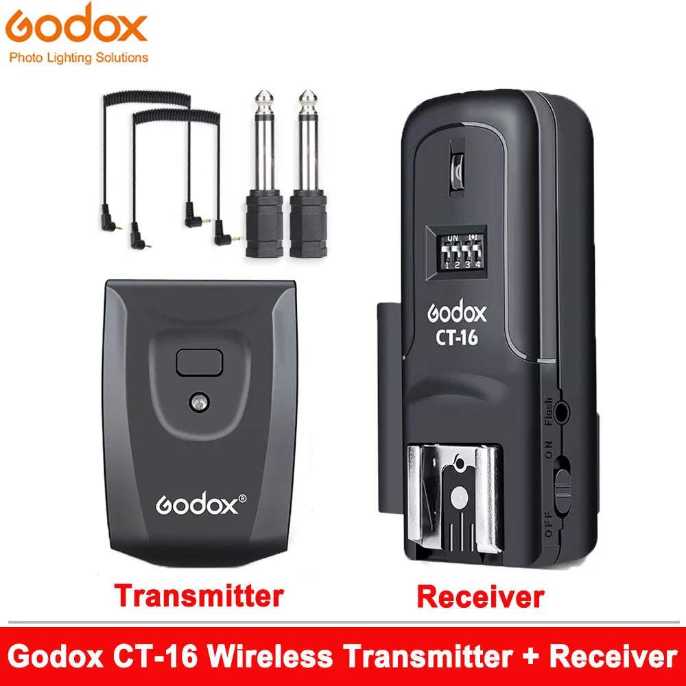 Godox CT 16 CT-16 Trigger 16 Channels Wireless Radio Flash Transmitter + Receiver Set for Canon Nikon Pentax Olympus Speedlite