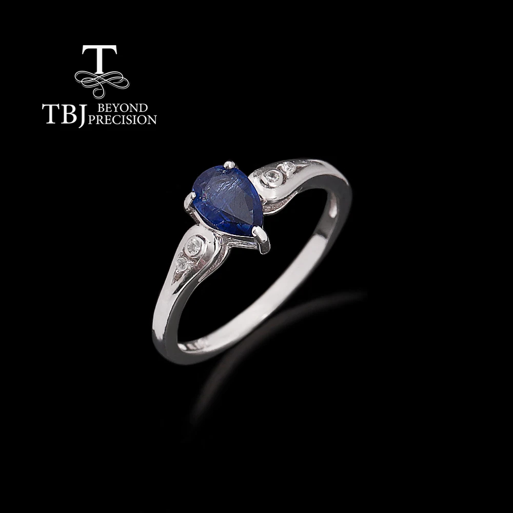 

Простой дизайн, женское кольцо из стерлингового серебра 925 пробы, натуральный синий кианит, груша, 5*7 мм, драгоценный камень, изысканные украшения для подарков на годовщину