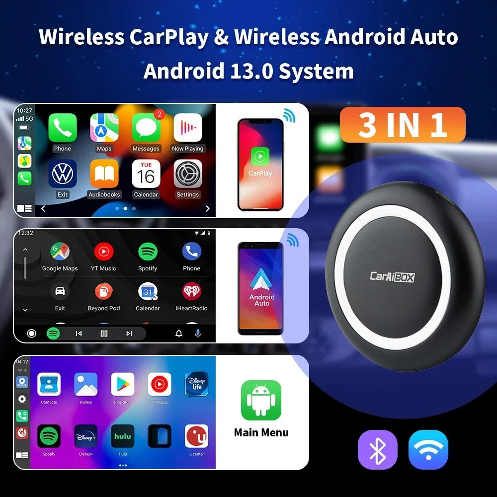 EKIY CarPlay Ai Box Android 13 8GB 128GB QCM6225 8-Core Wireless Android Auto For Netflix IPTV 4G LTE TV Car Play Smartbox