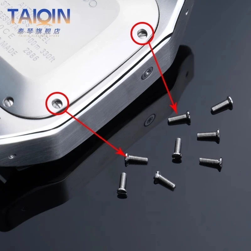 Per viti per orologi Cartier Santos Viti anteriori quadrante Santos100 e viti per coperchio inferiore Parti di riparazione per orologi da uomo e da donna