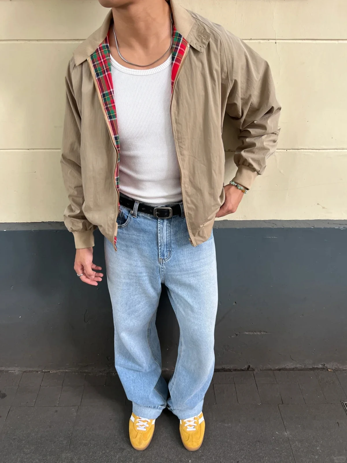 

American Retro Khaki Stand Collar Harington Workwear Jaet Men's Spring Autumn Loose Casual Lapel Motorcycle Coat