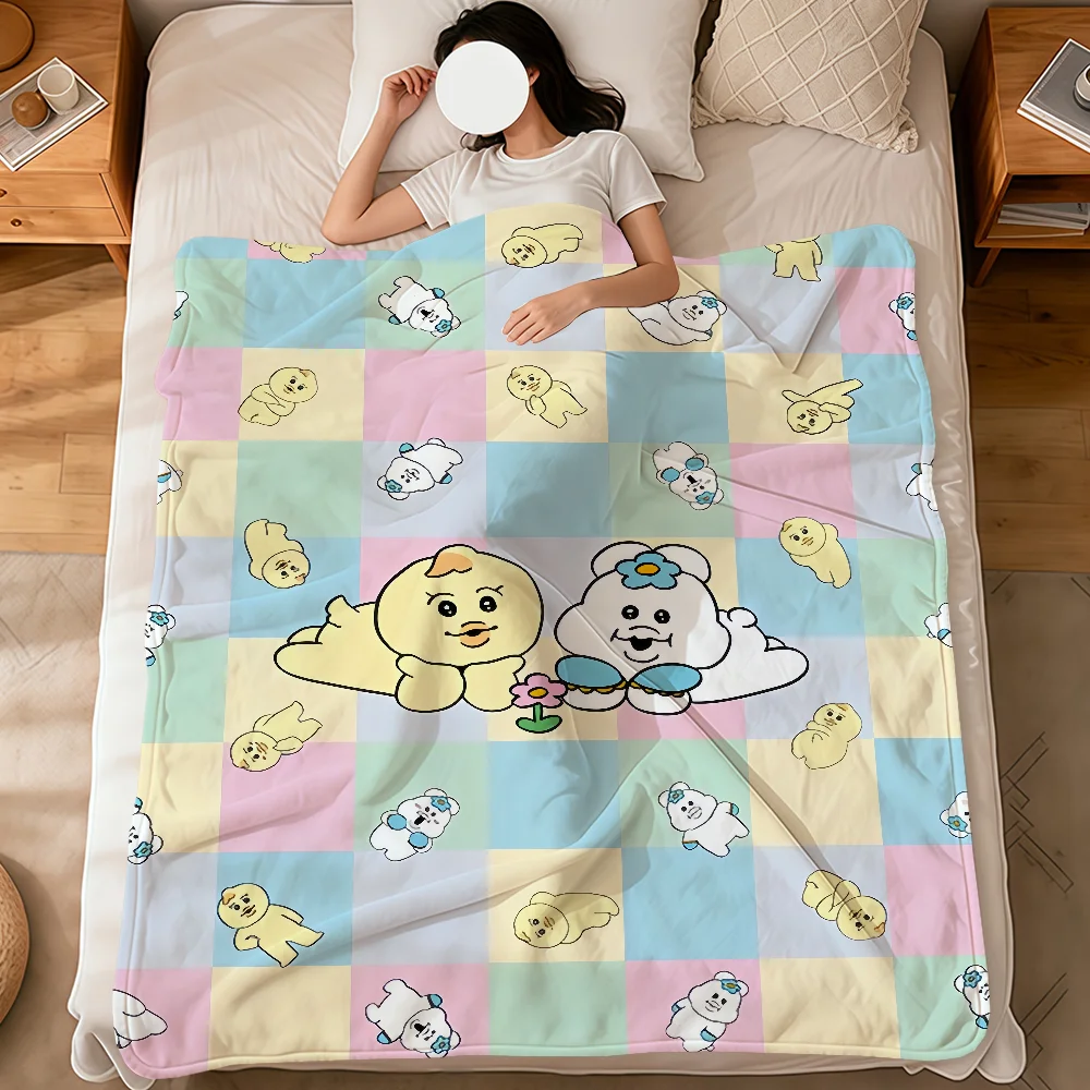 funny cartoon art rabbit N-Npochamu warm soft plush blanket for sofa living room nap home bedroom travel gift Flannel pet hogar