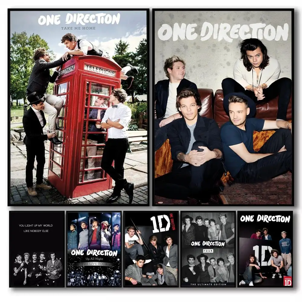 One D-Directions Band Poster Stickers Self-Adhesive Painting Mural Decor Wall Decals for Bedroom Living Room Home HD Gift