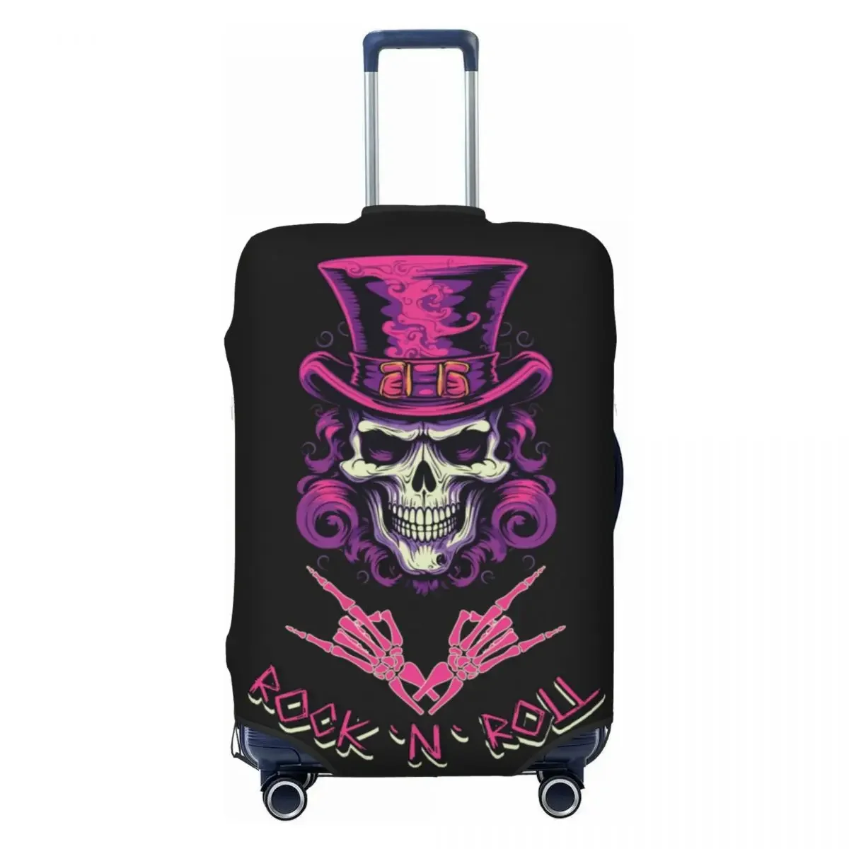 Rock'n'Roll Skull Suitcase Cover Music Band Guitar Business Holiday Elastic Luggage Case Protection Xmas Gift