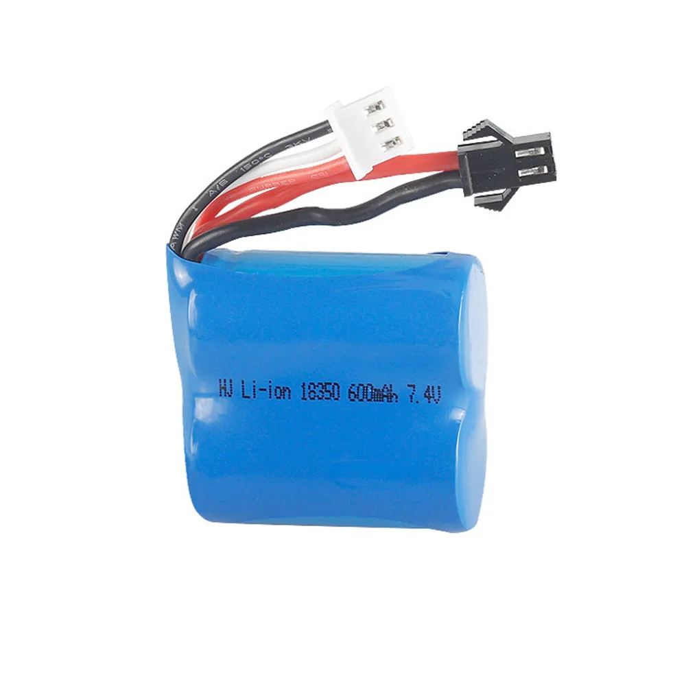 2PCS/lot 7.4V 600mAh Li-ion battery 18350 for H100 H102 S2 High speed RC boat 18350 SM Plug free shipping