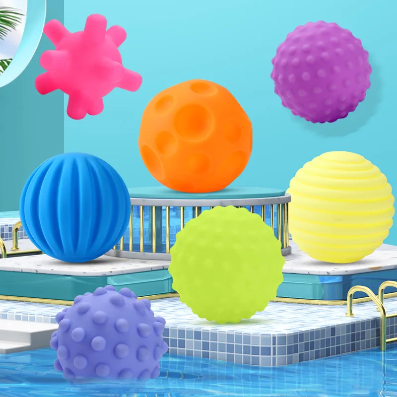 Newborn Baby Sensory Balls Stress Anti Bales Fidget Toy for 0-3years Old Babies Kids Hands Touch Tactile Massage Ball Bath Toy