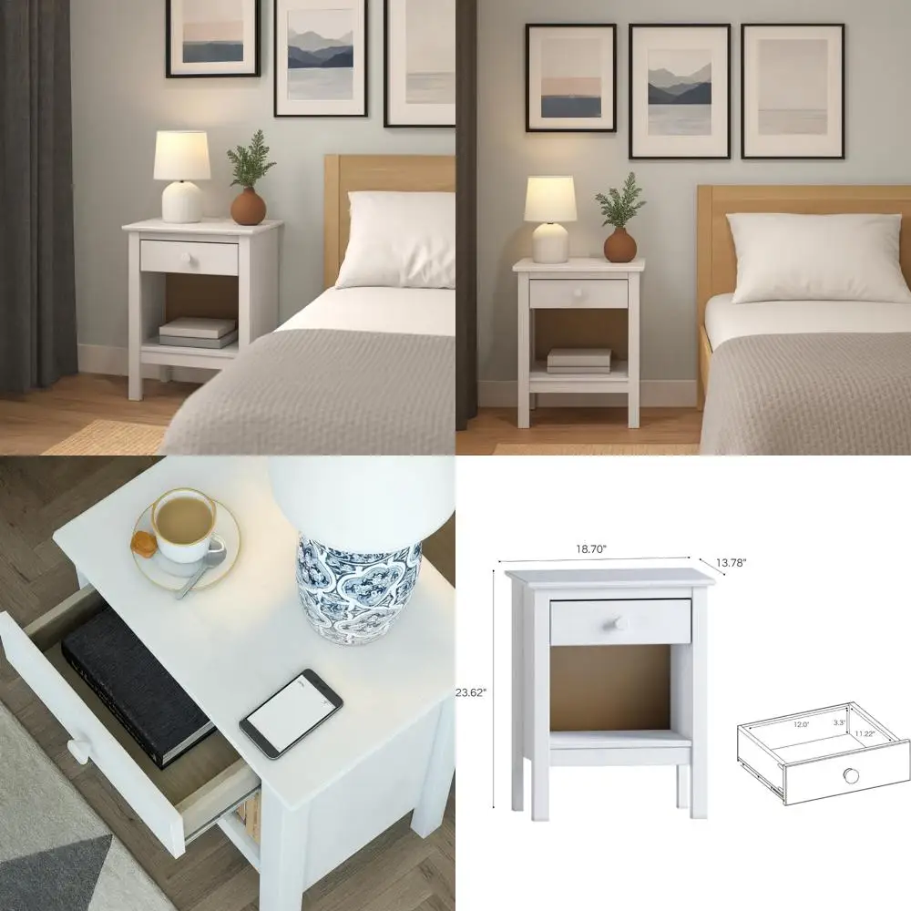 

Тумбочка из цельного дерева с ящиком для хранения — небольшой органайзер для приставного столика для спальни, белый, улучшает домашний декор