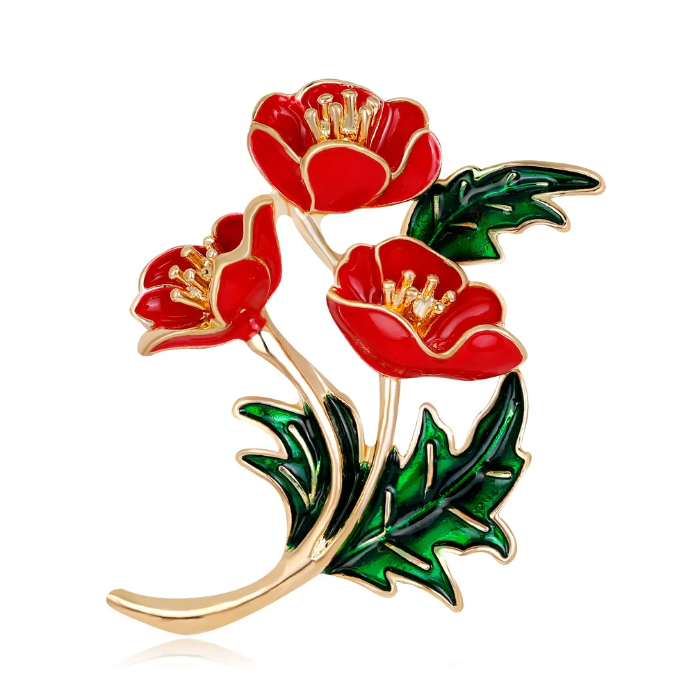 Rhinestone Red Rose Flower Brooches for Women Elegant Exquisite Shiny Zircon Flower Lapel Pins Wedding Party Badge Jewelry